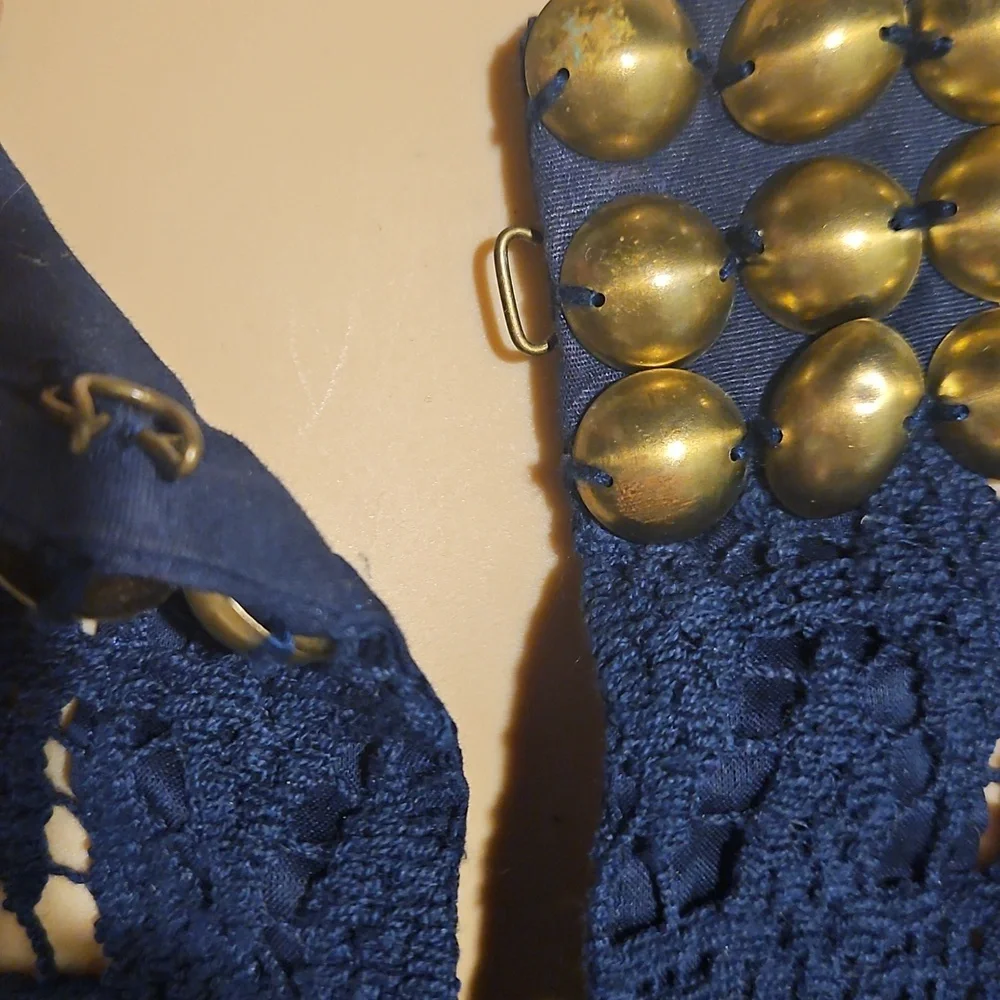 TRINA TURK LOS ANGELES PALM SPRINGS Navy Gold Cropped Bolero Women's Jacket 10. - Picture 5 of 7